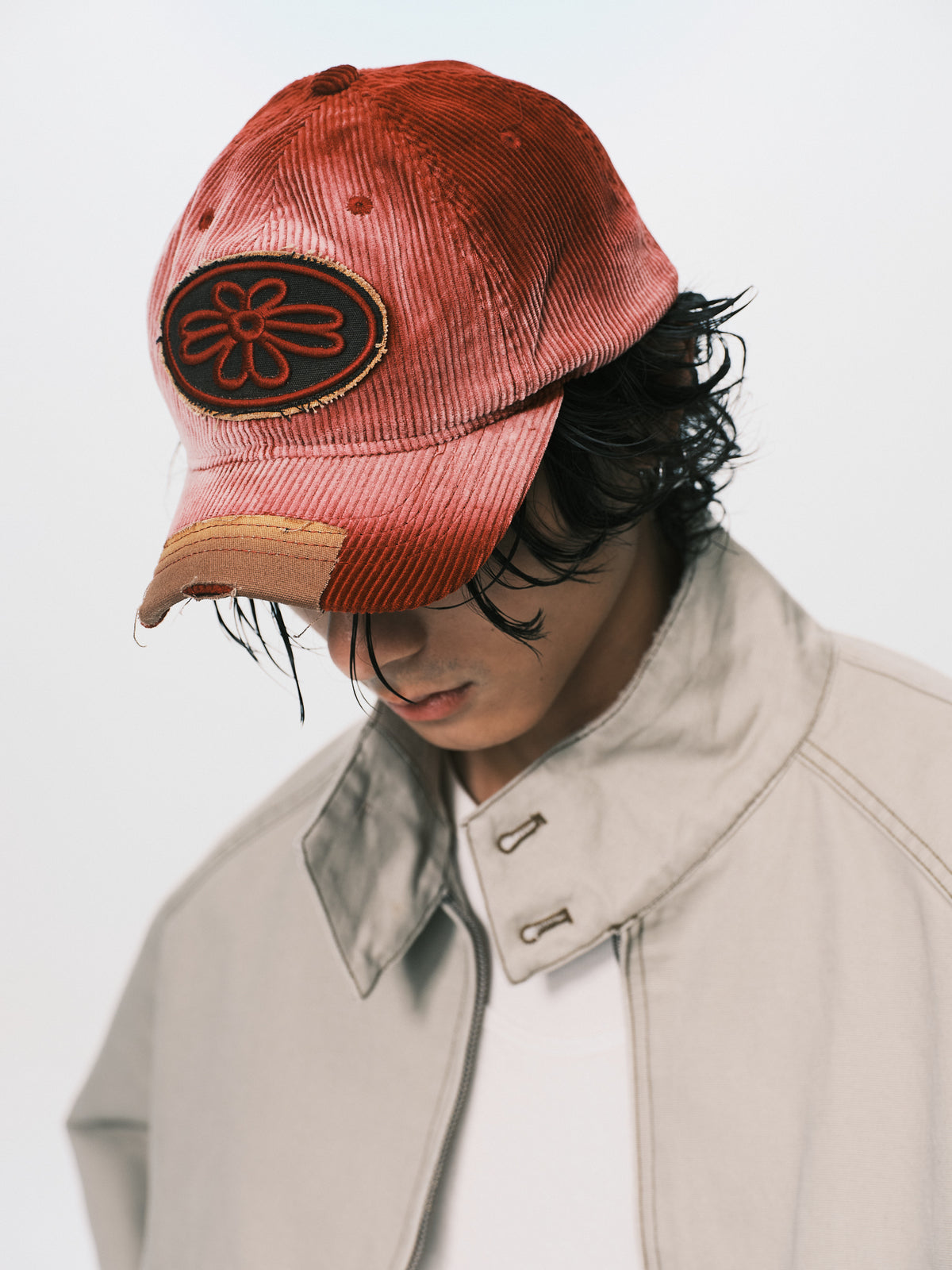 PATCHED CORDUROY CAP RED
