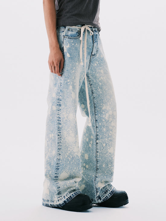 PAINT STRAIGHT LEG DENIM JEANS BLUE