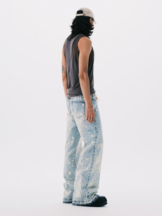 PAINT STRAIGHT LEG DENIM JEANS BLUE