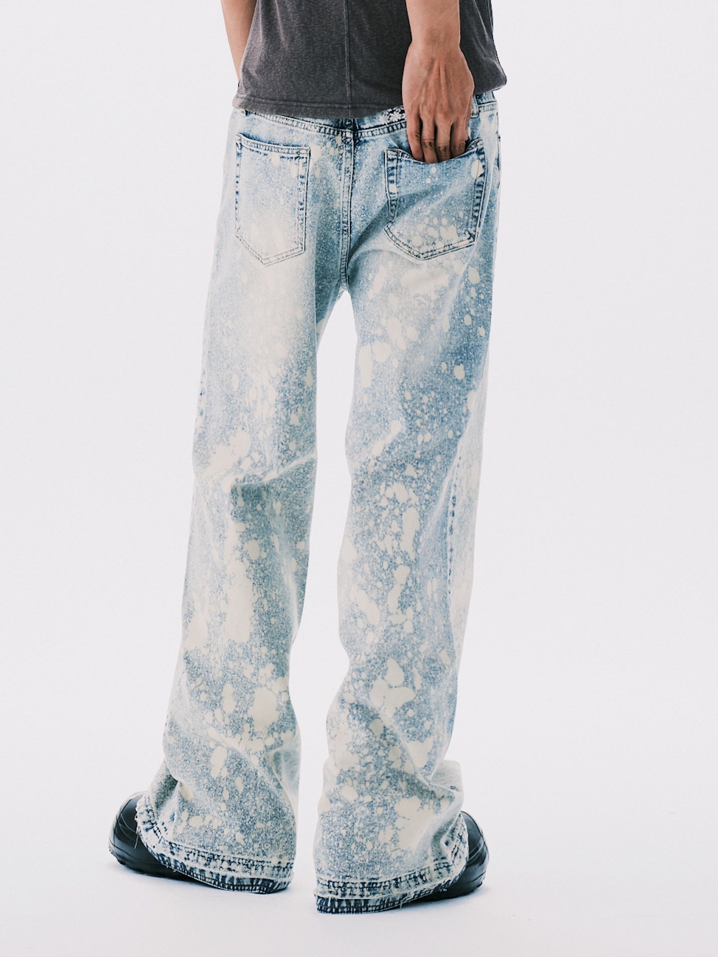PAINT STRAIGHT LEG DENIM JEANS BLUE
