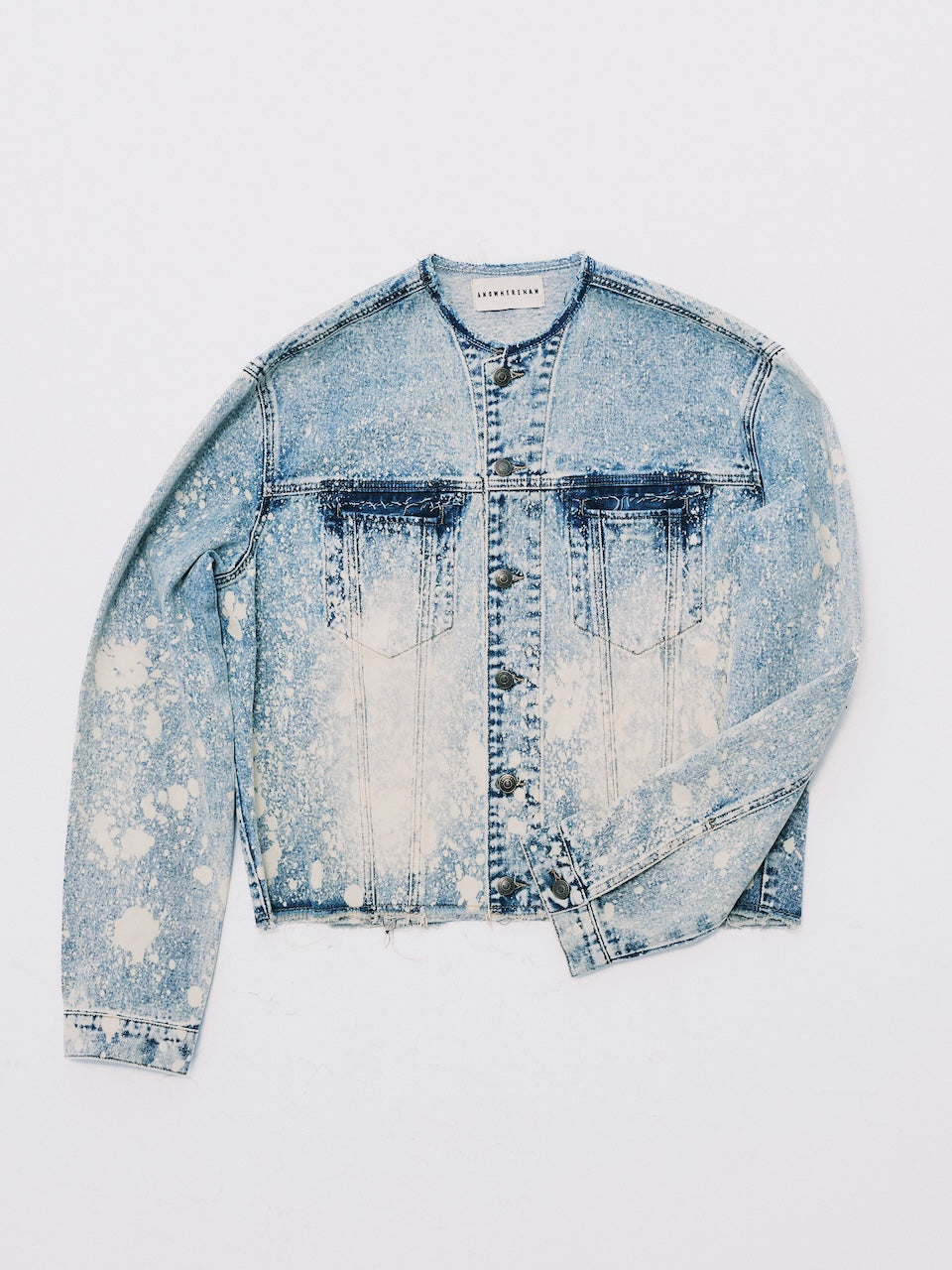 PAINT CROPPED DENIM JACKET BLUE