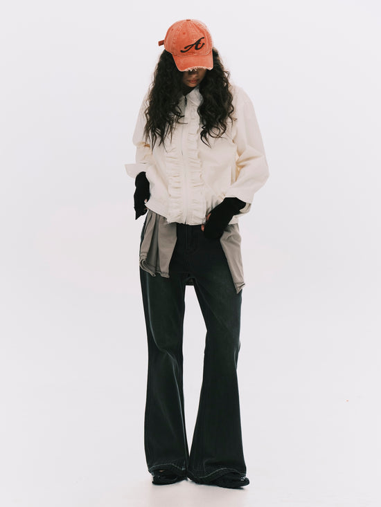 BOXY FRILLS JACKET WHITE (WOMEN)