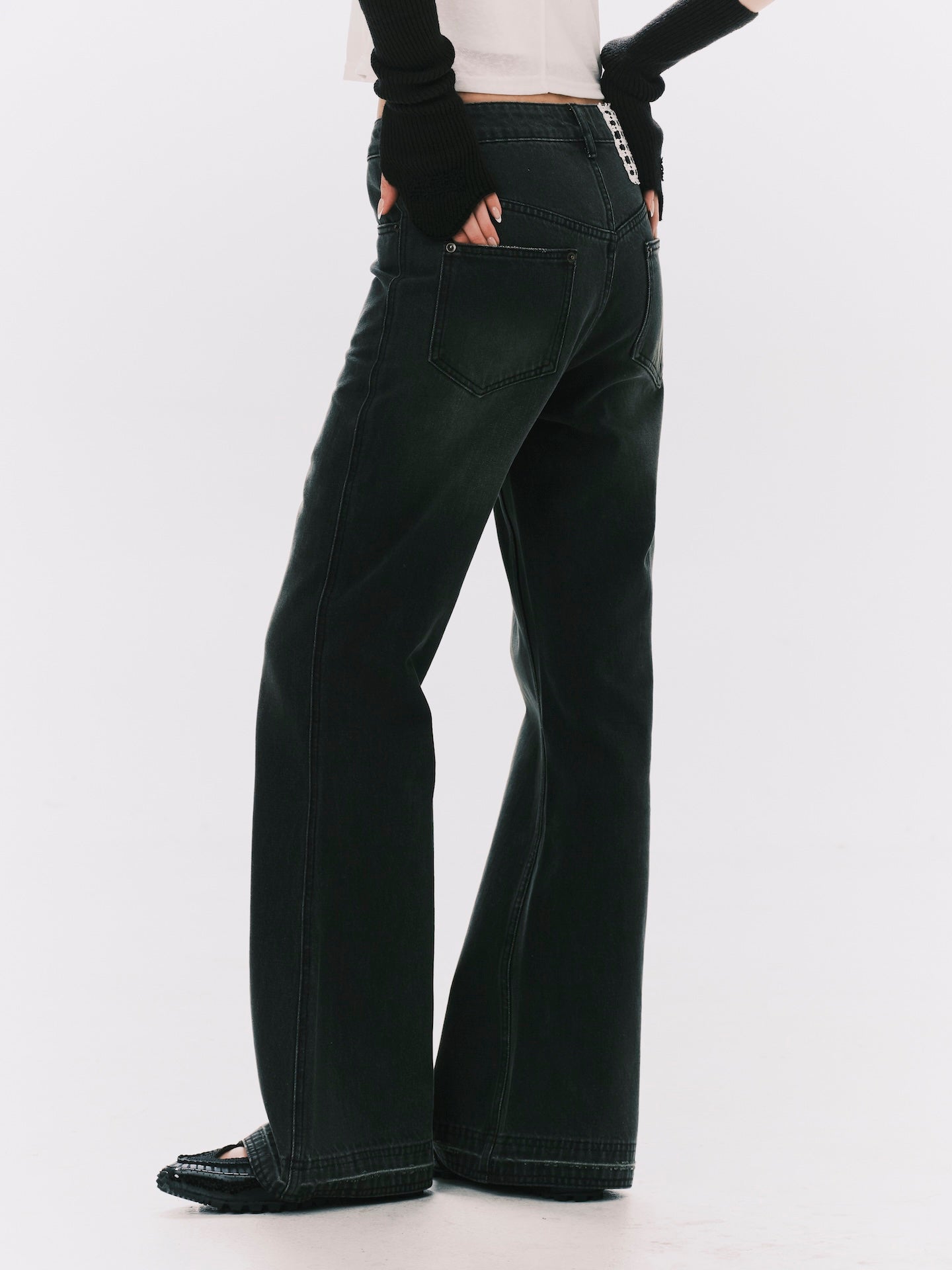 BOOT CUT DENIM JEANS BLACK (WOMEN)
