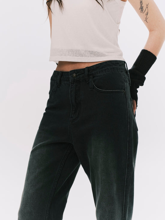BOOT CUT DENIM JEANS BLACK (WOMEN)