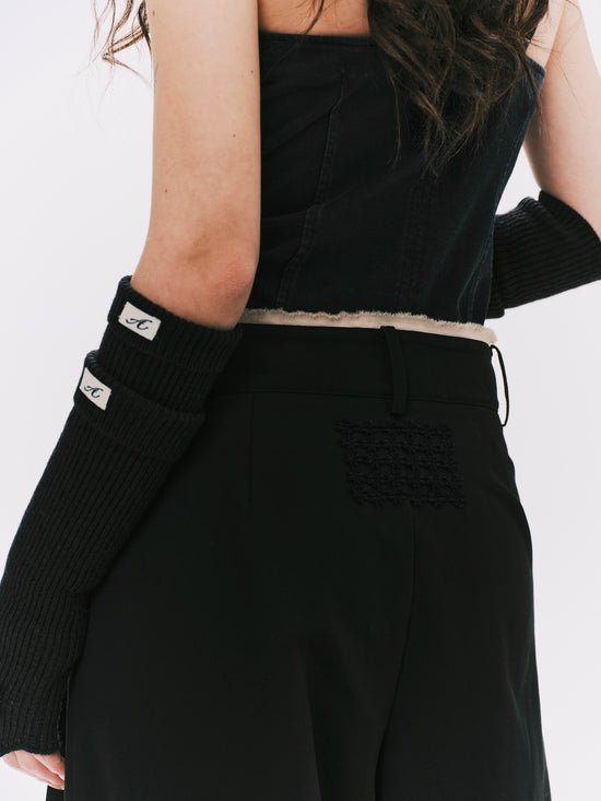 LAYERD PLEATED TROUSERS BLACK (WOMEN)