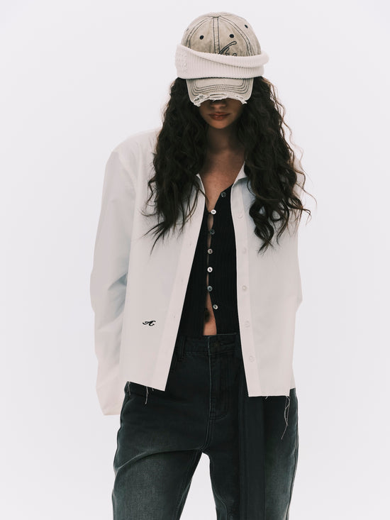 RAW EDGE CROPPED SHIRT WHITE (WOMEN)