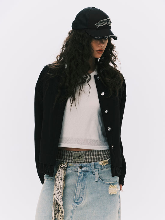 ROUND COLLAR LACE JACKET BLACK (WOMEN) PRE-ORDER