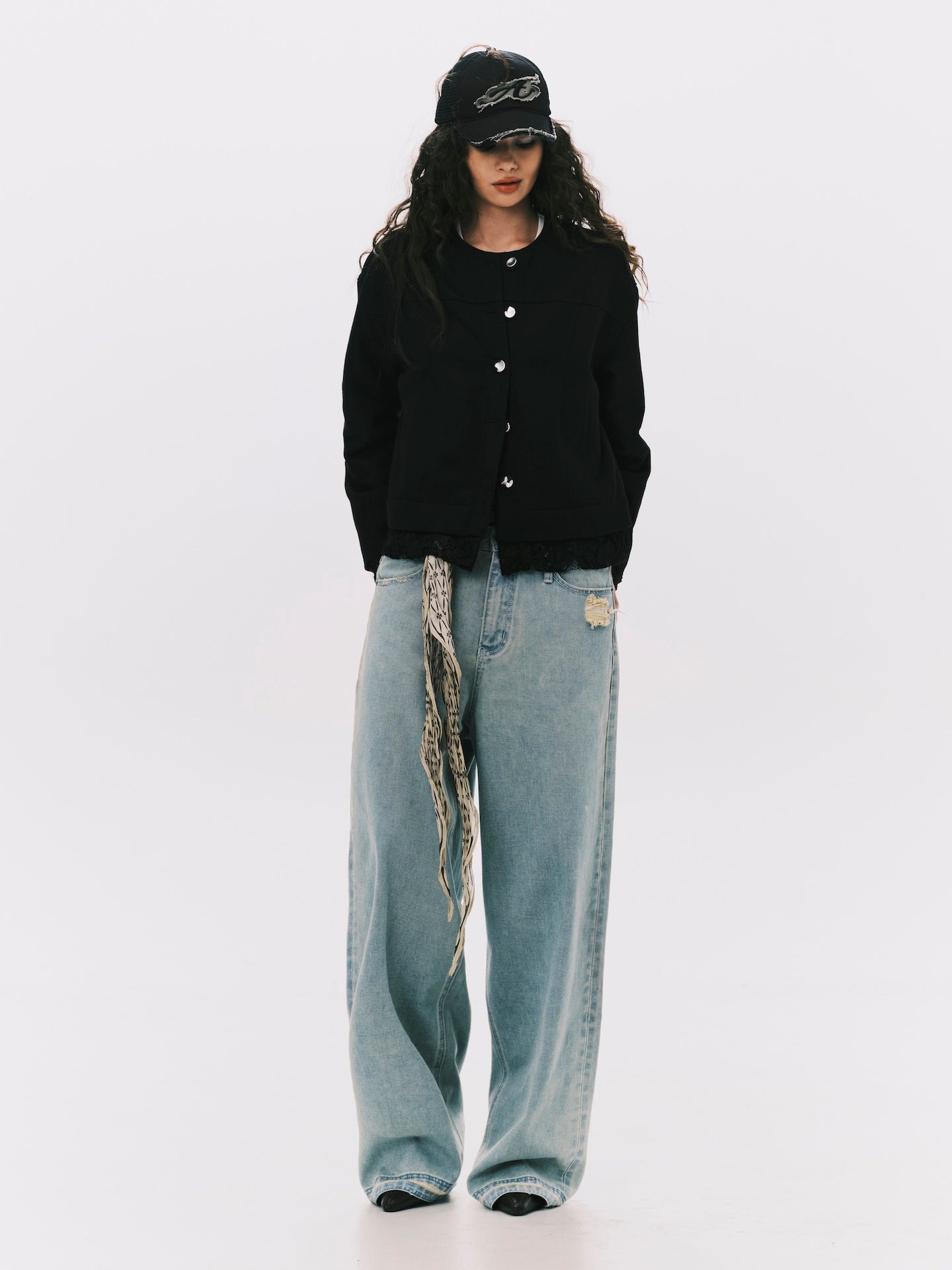 ROUND COLLAR LACE JACKET BLACK (WOMEN) PRE-ORDER