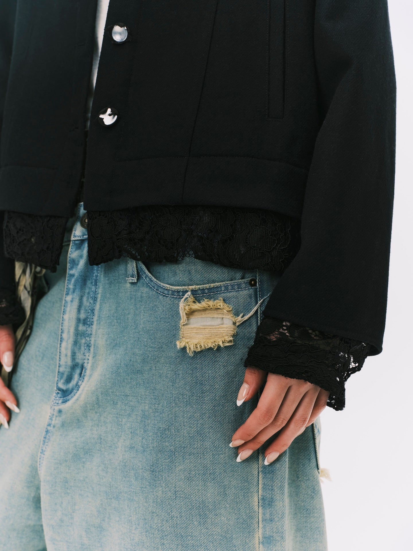 ROUND COLLAR LACE JACKET BLACK (WOMEN) PRE-ORDER