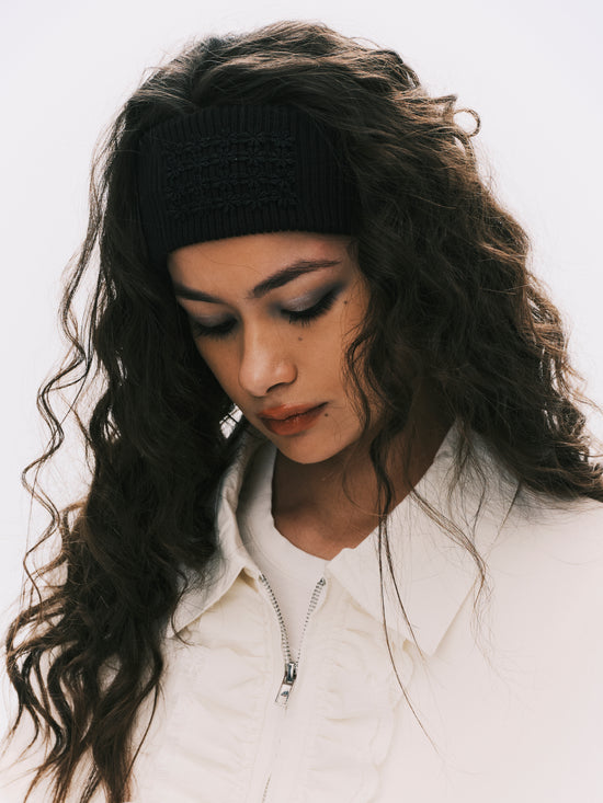 PATCHWORK KNIT HEADBAND BLACK (UNISEX)