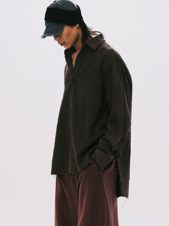 WASHED RAW EDGE SHIRT BLACK