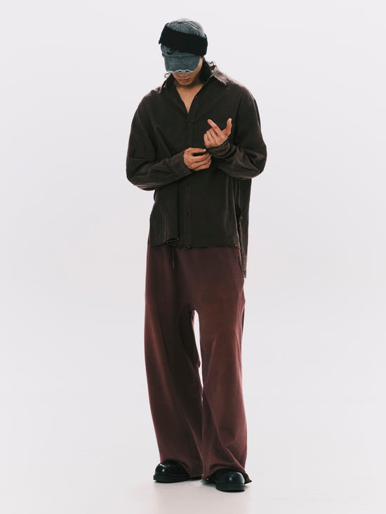 WASHED RAW EDGE SHIRT BLACK