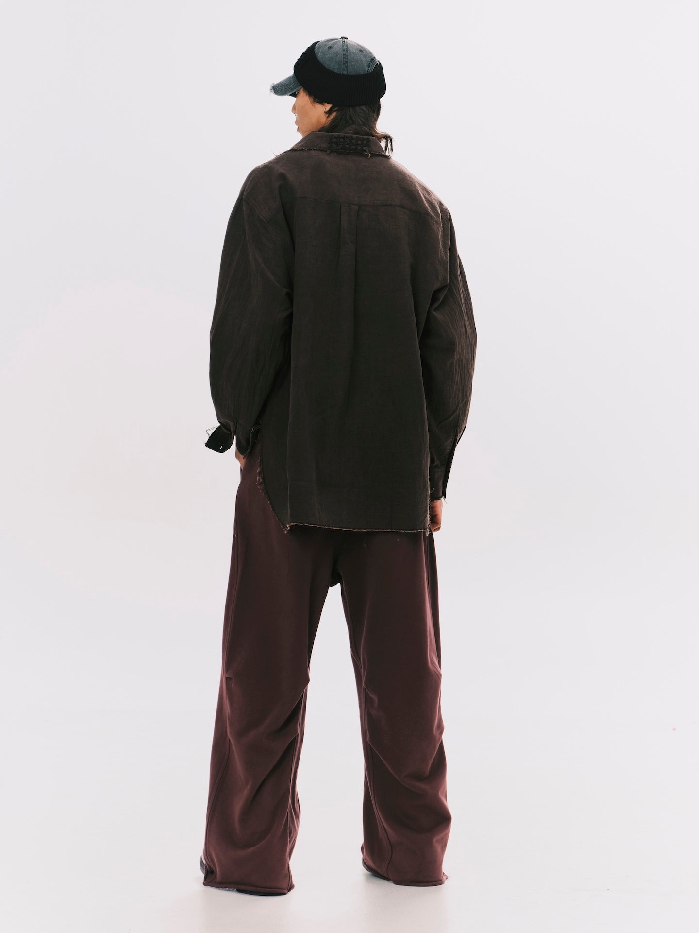 WASHED RAW EDGE SHIRT BLACK