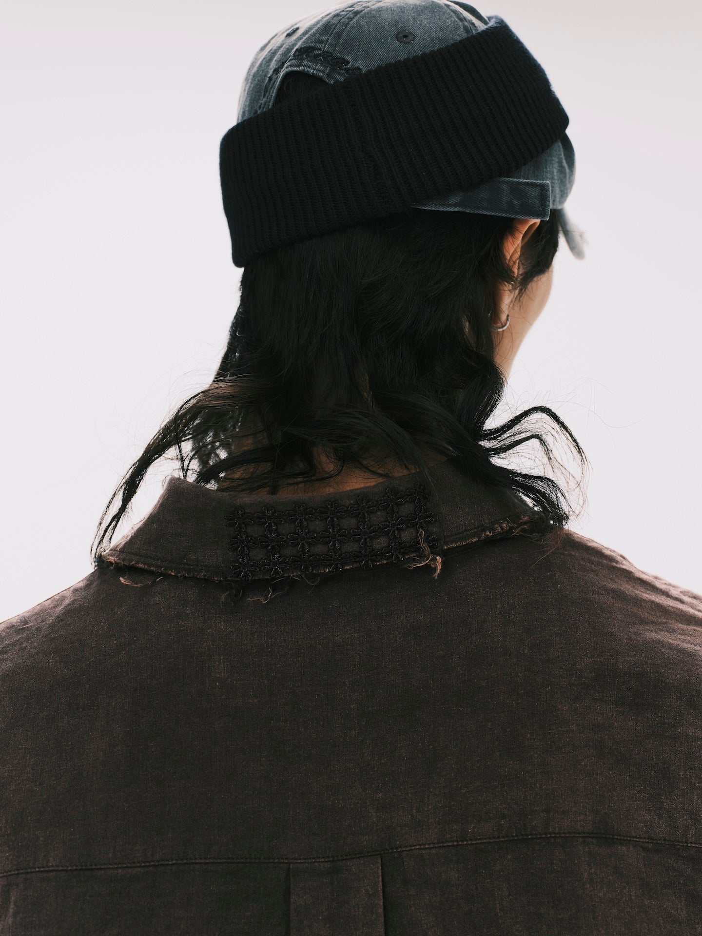 WASHED RAW EDGE SHIRT BLACK