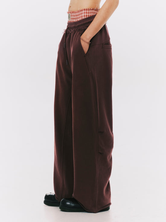 WASHED WIDE LEG SWEATPANTS BROWN