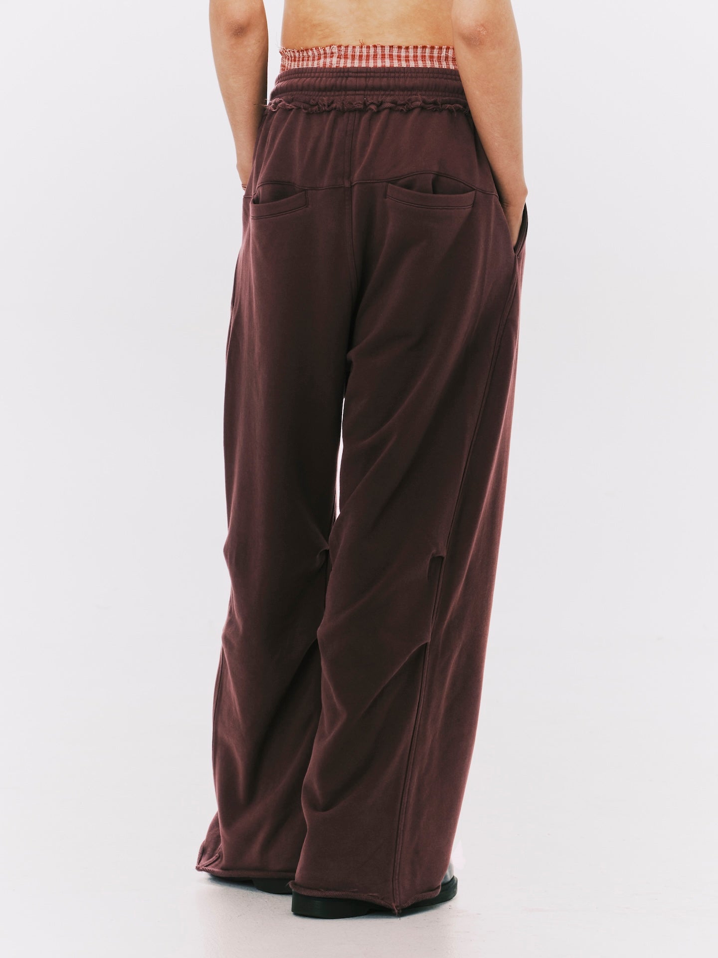 WASHED WIDE LEG SWEATPANTS BROWN