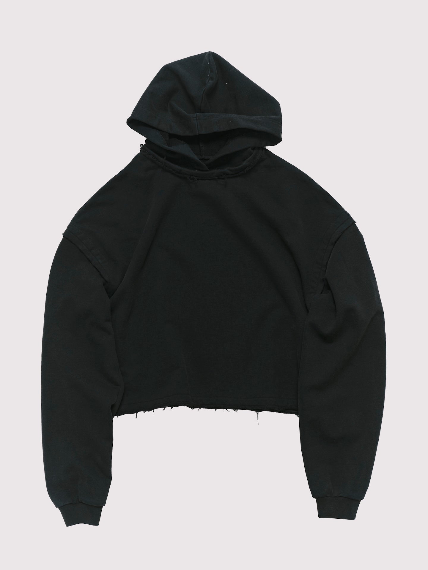 BOXY RAW EDGE HOODIE BLACK