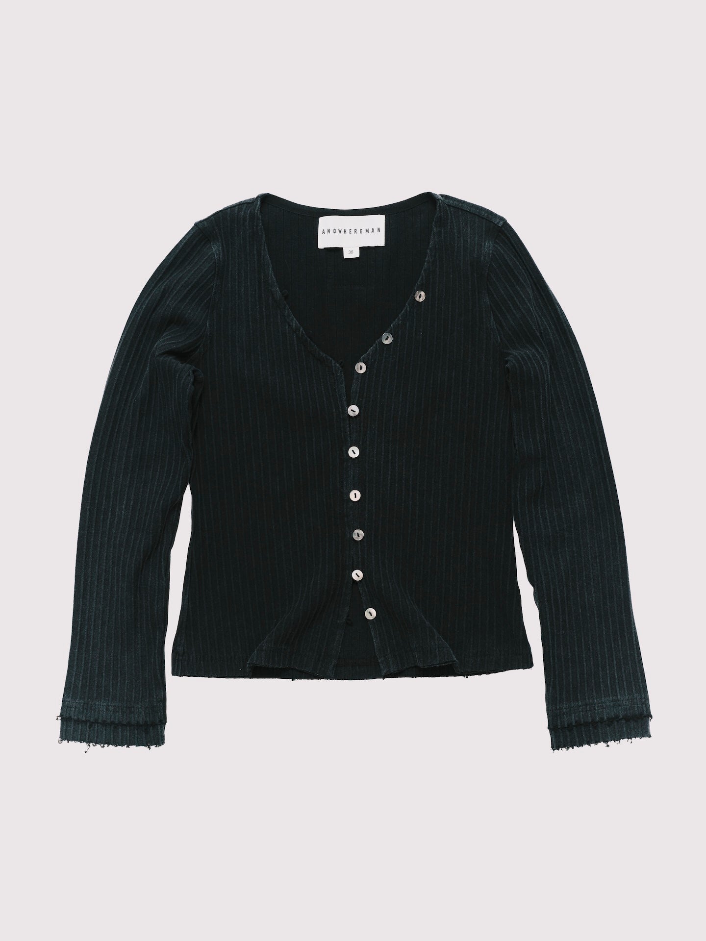 WASHED STRIPE CARDIGAN BLACK (WOMEN)