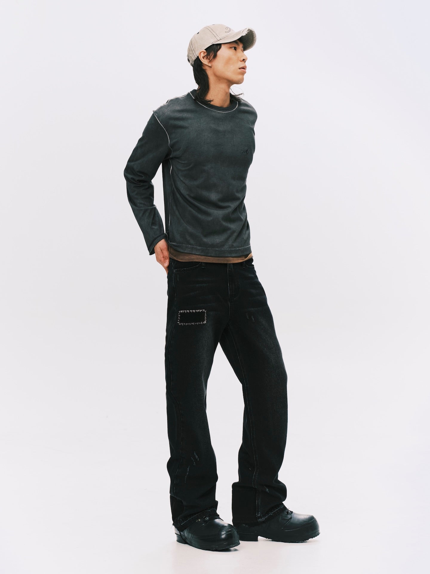 "A" BASIC LS T-SHIRT GREY