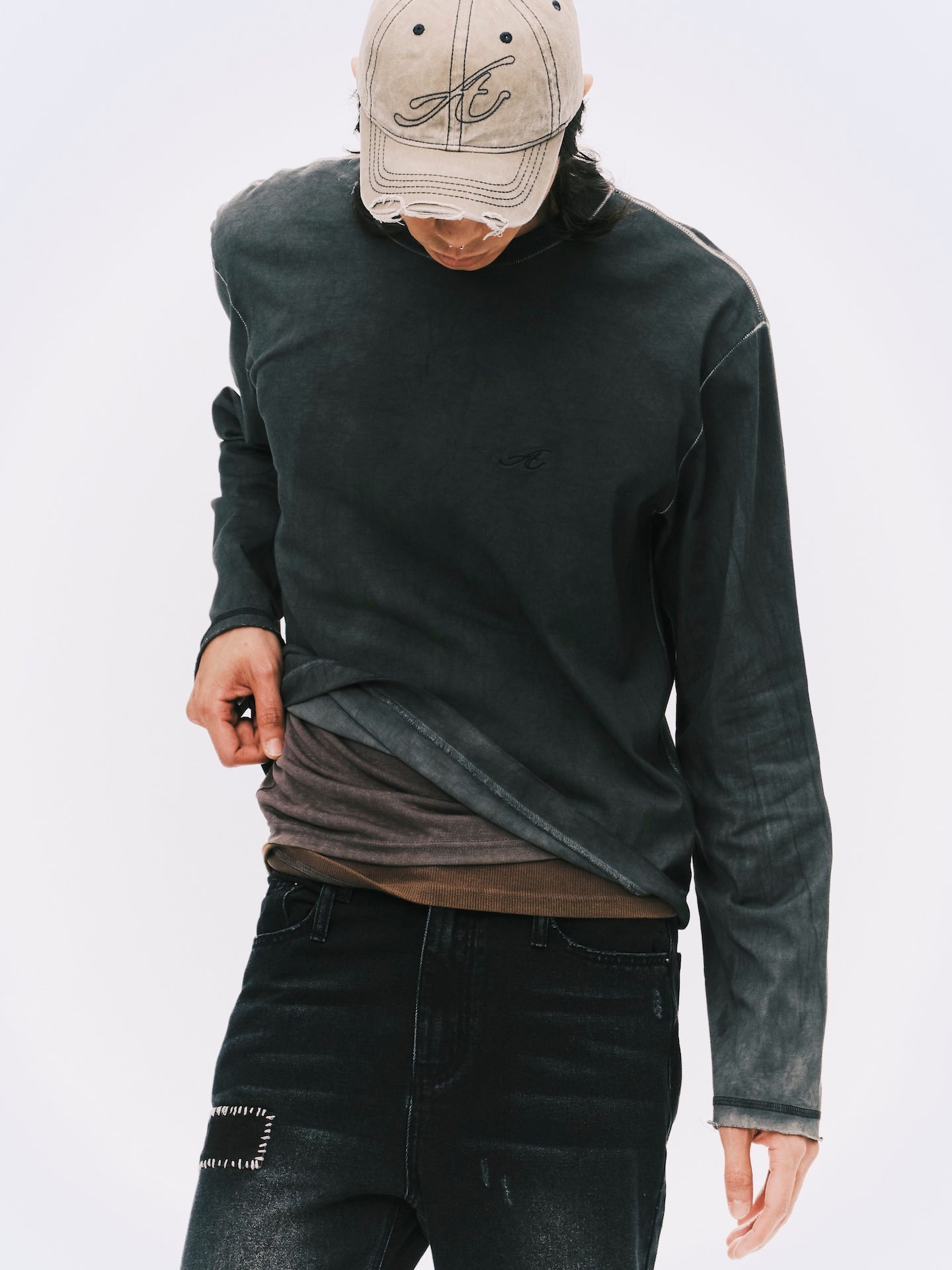 "A" BASIC LS T-SHIRT GREY