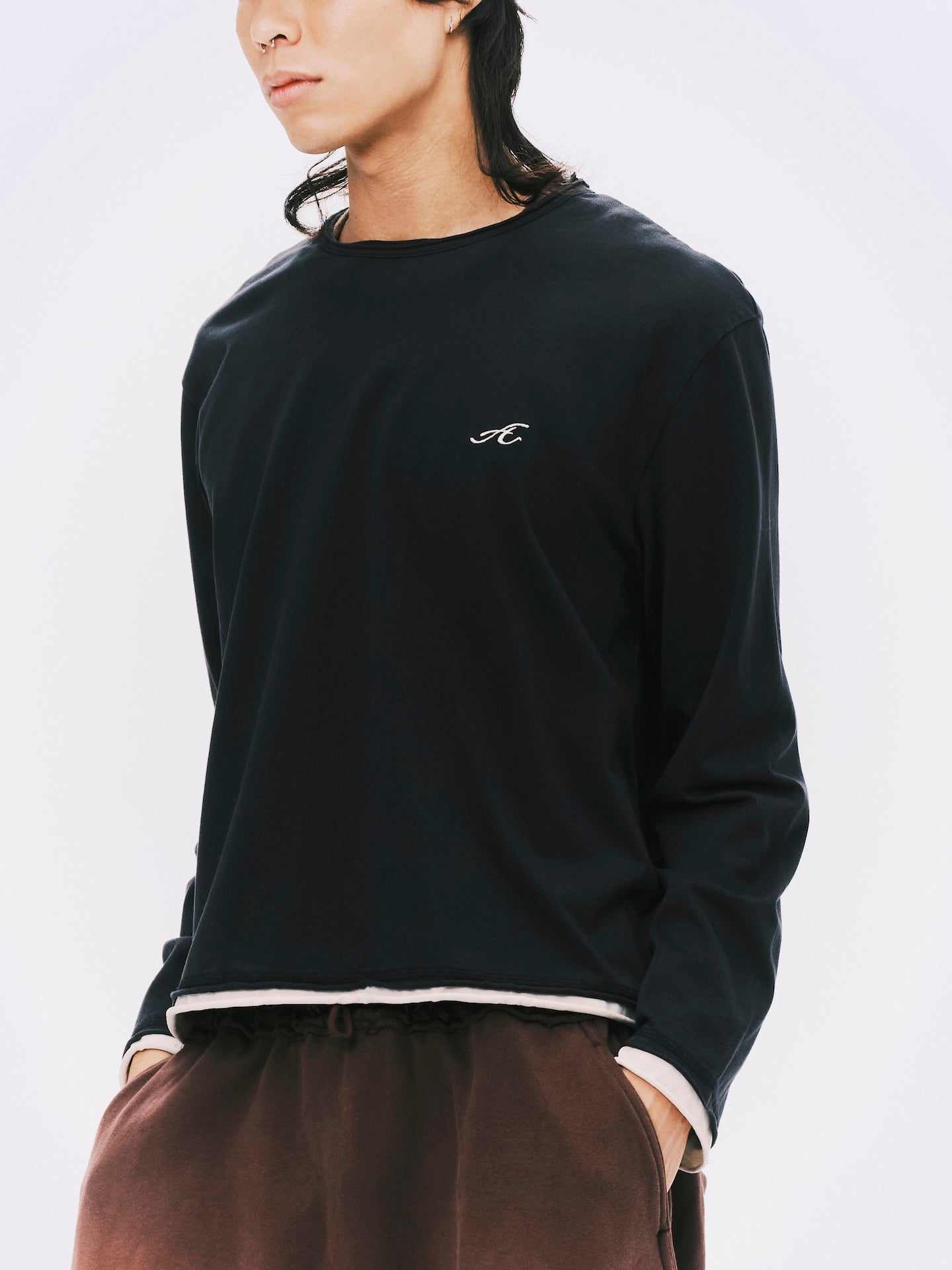 WASHED LAYERS LS T-SHIRT BLACK