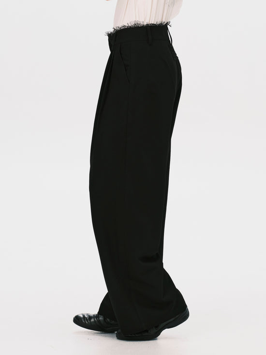 LACE PLEATED TROUSERS BLACK (WOMEN)