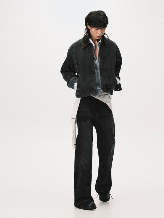 PATCHWORK DENIM JEANS BLACK
