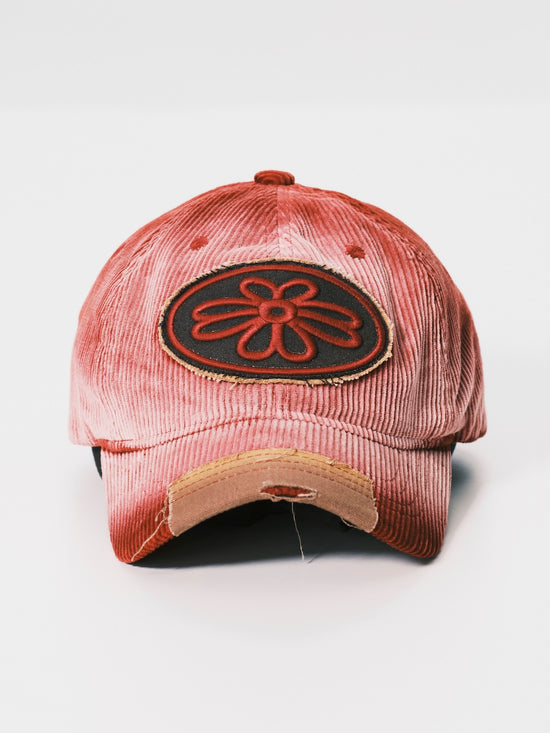 PATCHED CORDUROY CAP RED