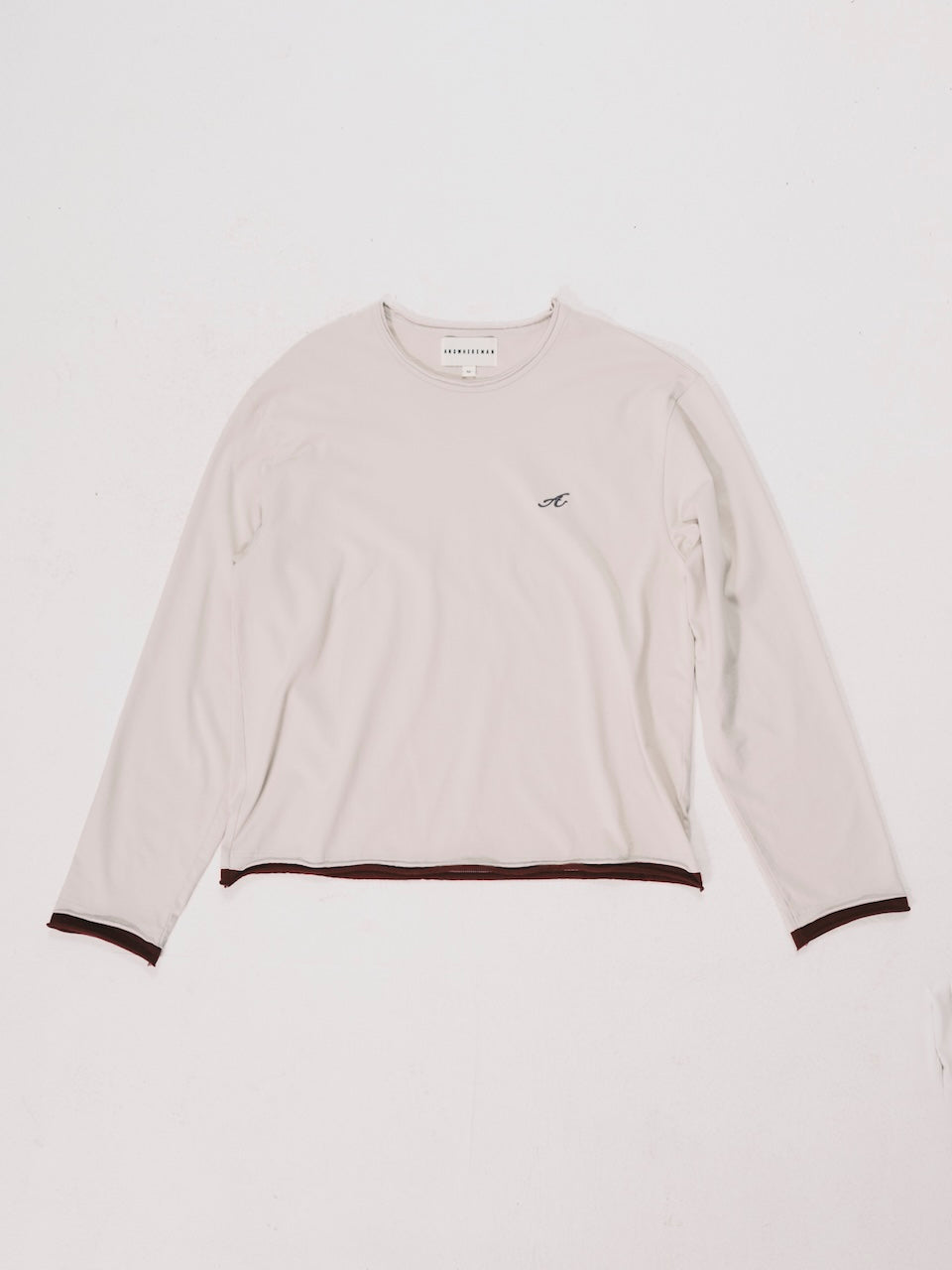 WASHED LAYERS LS TEE BEIGE / BURGUND（NEW ARRIVALS）