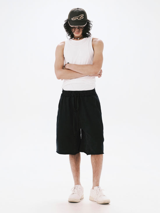 WASHED SWEAT SHORTS BLACK
