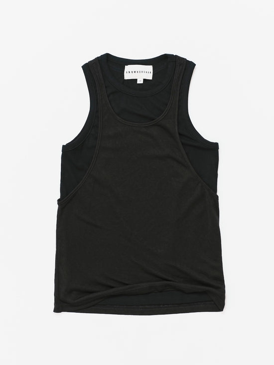 DOUBLE LAYERS TANK TOP BLACK