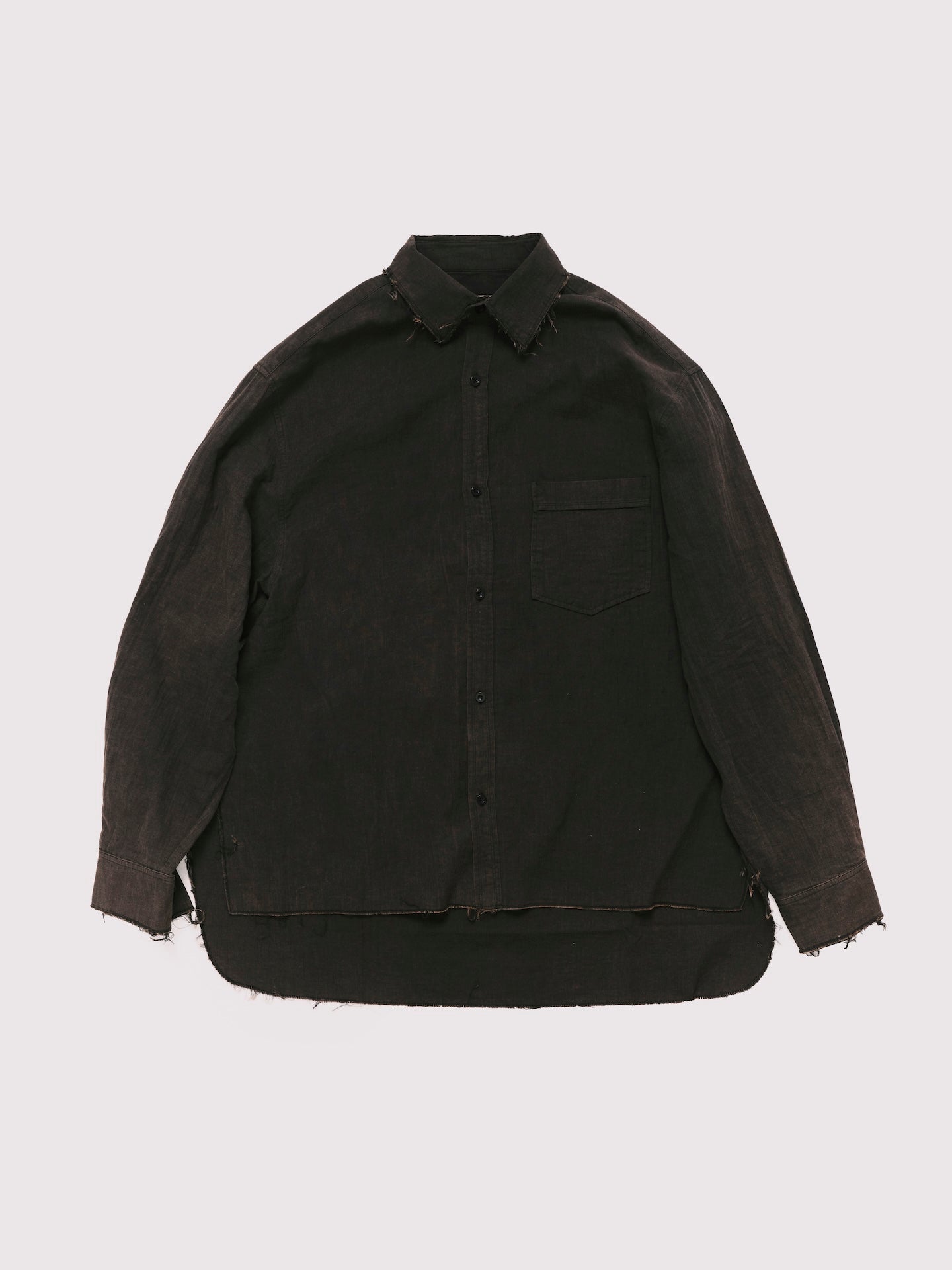 WASHED RAW EDGE SHIRT BLACK