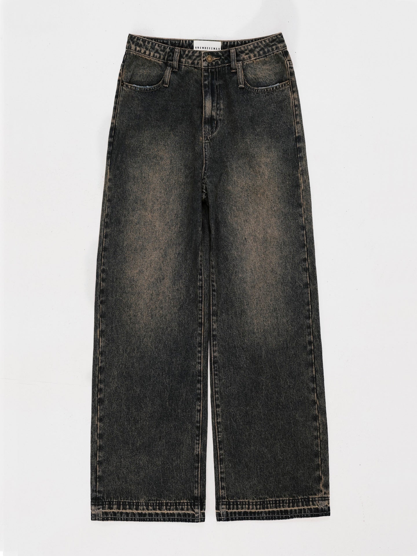 WASHED DENIM JEANS BROWN