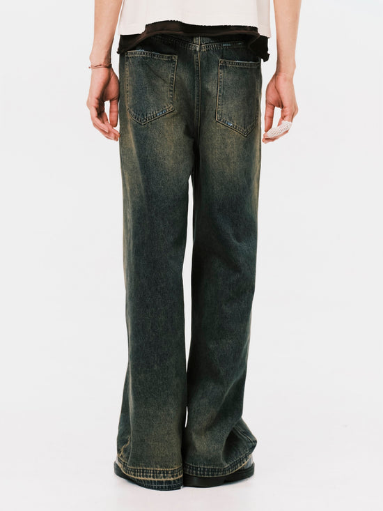 WASHED DENIM JEANS BROWN